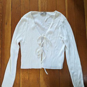 Everlane The Cotton-Merino Front-Tie Top in Snowflake Size XL